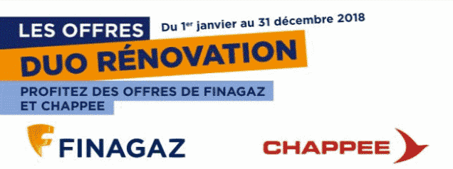 Visuel pour l'offre duo rénovation sur les produits Chappée en partenariat avec Finagaz